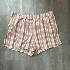 Sonoma Linen Blend Stripped Flowy Summer Plus Shorts Size 1X